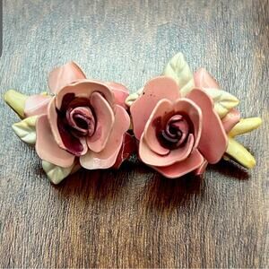 Vintage Capodimonte-Style Flower Brooch Pin, Coquette Feminine Style